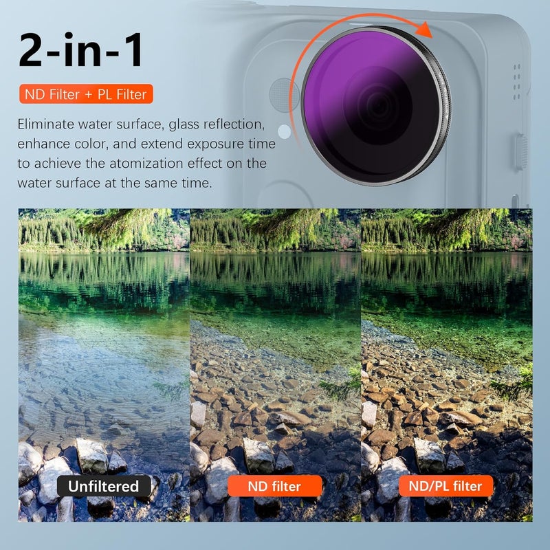 AMAZEAR ND/PL Filters Set for Insta360 GO Ultra Accessories (4 Pack), Insta 360 Go-Ultra Neutral Density & Polarization Lens Filter 2-in-1 Optical Glass, Screw-in Replace Original Lens - Image 3